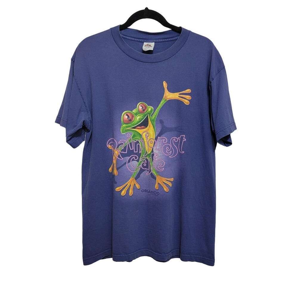 Rainforest Cafe Graphic Tee Blue Size L Vintage Y2K 90s